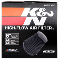 K&N Universal Rubber Filter Round Tapered 6in Flange ID x 7.5in Base OD x 5.25in Top OD x 8in Height