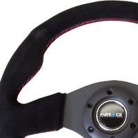 NRG Reinforced Steering Wheel (320mm) Suede w/Red Stitch