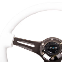 NRG Classic Wood Grain Steering Wheel (350mm) White Paint Grip w/Black 3-Spoke Center