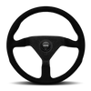 Momo Montecarlo Alcantara Steering Wheel 350 mm - Black/Black Stitch/Black Spokes