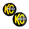 KC HiLiTES 8in. Round Soft Cover HID (Pair) - Black w/Yellow Brushed KC Logo