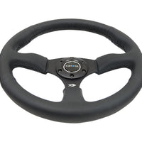 NRG Reinforced Steering Wheel (350mm / 2.5in. Deep) Blk Leather Comfort Grip w/5mm Matte Blk Spokes