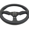 NRG Reinforced Steering Wheel (350mm / 2.5in. Deep) Blk Leather Comfort Grip w/5mm Matte Blk Spokes