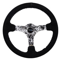 NRG Reinforced Steering Wheel (350mm / 3in. Deep) Blk Suede w/Hydrodipped Digi-Camo Spokes