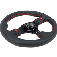 NRG Reinforced Steering Wheel (320mm) Blk Leather w/Dual Buttons