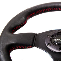 NRG Reinforced Steering Wheel (320mm) Leather w/Red Stitch