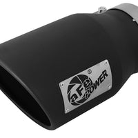 aFe MACHForce XP 5in 304 Stainless Steel Exhaust Tip 5 In x 7 Out x 12L in Bolt On Right - Black