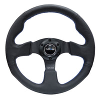 NRG Reinforced Steering Wheel (320mm) Black Leather w/Blue Stitching