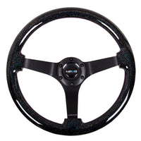 NRG Reinforced Steering Wheel (350mm / 3in Deep) Classic Blk Sparkle Wood Grain w/Blk 3-Spoke Center