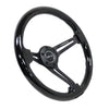 NRG Reinforced Steering Wheel (350mm / 3in. Deep) Blk Wood w/Blk Matte Spoke/Black Center Mark