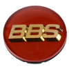 BBS Center Cap - 70mm Red w/ Gold 3D Logo (4-tab)