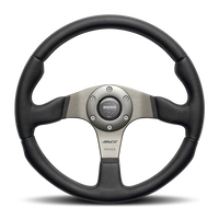 Momo Race Steering Wheel 350 mm - Black Leather/Anth Spokes