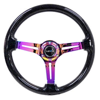 NRG Reinforced Steering Wheel (350mm / 3in. Deep) Blk Multi Color Flake w/ Neochrome Center Mark