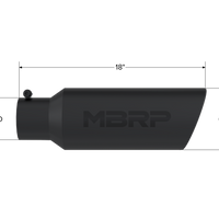 MBRP Universal Tip 6in OD Rolled End 4in Inlet 18in L Black Coated Exhaust Tip