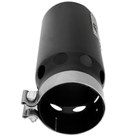 aFe SATURN 4S 4in SS Intercooled Exhaust Tip - Black 4in In x 5in Out x 12in L Bolt-On