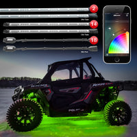 XK Glow Tube + 18xPods Million Color XKCHROME App Controlled Offroad UTV Kit 2x24In Tube + 14x12In