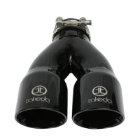 aFe Takeda 2.5in 304 Stainless Steel Clamp-on Exhaust Tip 2.5in Inlet 3in Dual Outlet - Black