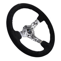 NRG Reinforced Steering Wheel (350mm / 3in. Deep) Blk Suede w/Hydrodipped Digi-Camo Spokes