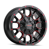 Mayhem 8015 Warrior 17x9 / 6x135 BP / 18mm Offset / 106mm Hub Black w/ Prism Red Wheel