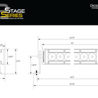 Diode Dynamics 42 In LED Light Bar Single Row Straight - Amber Combo Each Stage Series