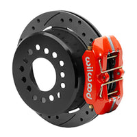 Wilwood Small Ford 11 in. Forged Dynapro Low-Profile Rear Parking Brake Kit (Red, Drilled & Slotted)