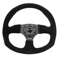 NRG Reinforced Steering Wheel (320mm Horizontal / 330mm Vertical) Black Suede w/Black Stitching