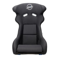 NRG FRP Bucket Seat - White Finish with Arrow Embroidery And Blue Side Mount Bracket