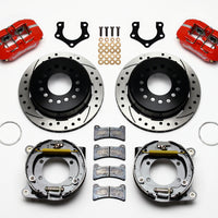 Wilwood Dynapro Low-Profile 11.00in P-Brake Kit Drill-Red Mopar/Dana 2.50in Off w/Snap Ring Brng