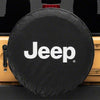 Officially Licensed Jeep 66-18 CJ5/ CJ7/ Wrangler YJ/ TJ/JK White Logo Spare Tire Cover- 33In