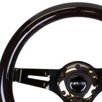 NRG Classic Wood Grain Steering Wheel (310mm) Black w/Black Chrome 3-Spoke Center