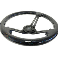 NRG Reinforced Steering Wheel (350mm / 3in. Deep) Black Multi Color Flake Wood w/ Black Matte Center