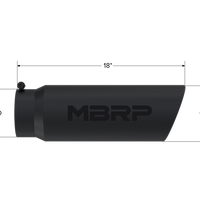 MBRP Universal Tip 6in OD Angled Rolled End 5in Inlet 18in Lgth Black Finish Exhaust