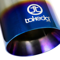 aFe Takeda 304 Stainless Steel Clamp-On Exhaust Tip 2.5in Inlet / 4in Outlet - Blue Flame