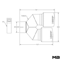 MBRP 3in ID / Dual 4in OD Out Staggered L 9.37in / R 9.87in Single Wall T304 SS Univ Exhaust Tip