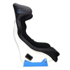 NRG FRP Bucket Seat - White Finish with Arrow Embroidery And Blue Side Mount Bracket