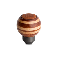 Momo Targa Heritage Shift Knob - Round Wood, Layered Mahogany and Beechwood, Leather Insert Top