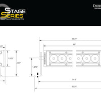 Diode Dynamics 50 In LED Light Bar Single Row Straight - Amber Combo Each Stage Series