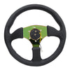 NRG Reinforced Steering Wheel (350mm / 2.5in. Deep) Leather Race Comfort Grip w/4mm Neochrome Spokes