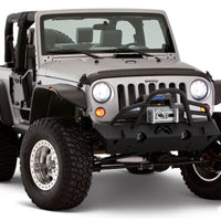 Bushwacker 07-18 Jeep Wrangler Flat Style Flares 4pc Fits 2-Door Sport Utility Only - Black