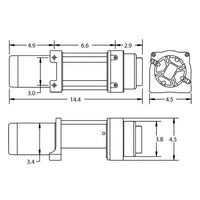 Superwinch 4500 LBS 12V DC 1/4in x 50ft Synthetic Rope Terra 4500SR Winch - Gray Wrinkle