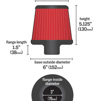 AEM 3 in Short Neck 5 in Element Filter