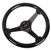 NRG Reinforced Steering Wheel (350mm / 3in Deep) Classic Blk Sparkle Wood Grain w/Blk 3-Spoke Center