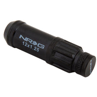 NRG 700 Series M12 X 1.25 Steel Lug Nut w/Dust Cap Cover Set 21 Pc w/Locks & Lock Socket - Black