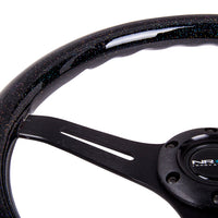 NRG Classic Wood Grain Steering Wheel (350mm) Black Sparkled Grip w/Black 3-Spoke Center