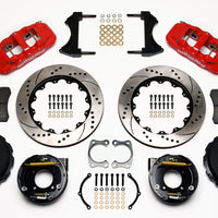 Wilwood AERO4 Rear P-Brake Kit 14.00in Drilled Red Chevy 12 Bolt w/ C-Clips