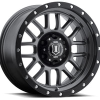 ICON Alpha 17x8.5 5x5 0mm Offset 4.75in BS 71.5mm Bore Gun Metal Wheel