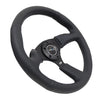 NRG Reinforced Steering Wheel (350mm / 2.5in. Deep) Blk Leather Comfort Grip w/5mm Matte Blk Spokes