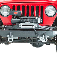 Fishbone Offroad 97-06 Jeep Wrangler TJ Winch Plate Steel - Black Textured Powdercoat Piranha Series