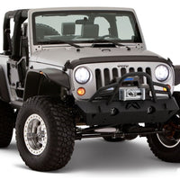 Bushwacker 07-18 Jeep Wrangler Flat Style Flares 4pc Fits 2-Door Sport Utility Only - Black