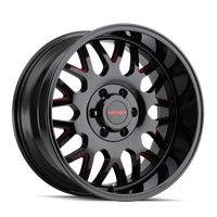 Mayhem 8110 Tripwire 20x10 / 8x170 BP / -19mm Offset / 130.8mm Hub Black w/ Prism Red Wheel